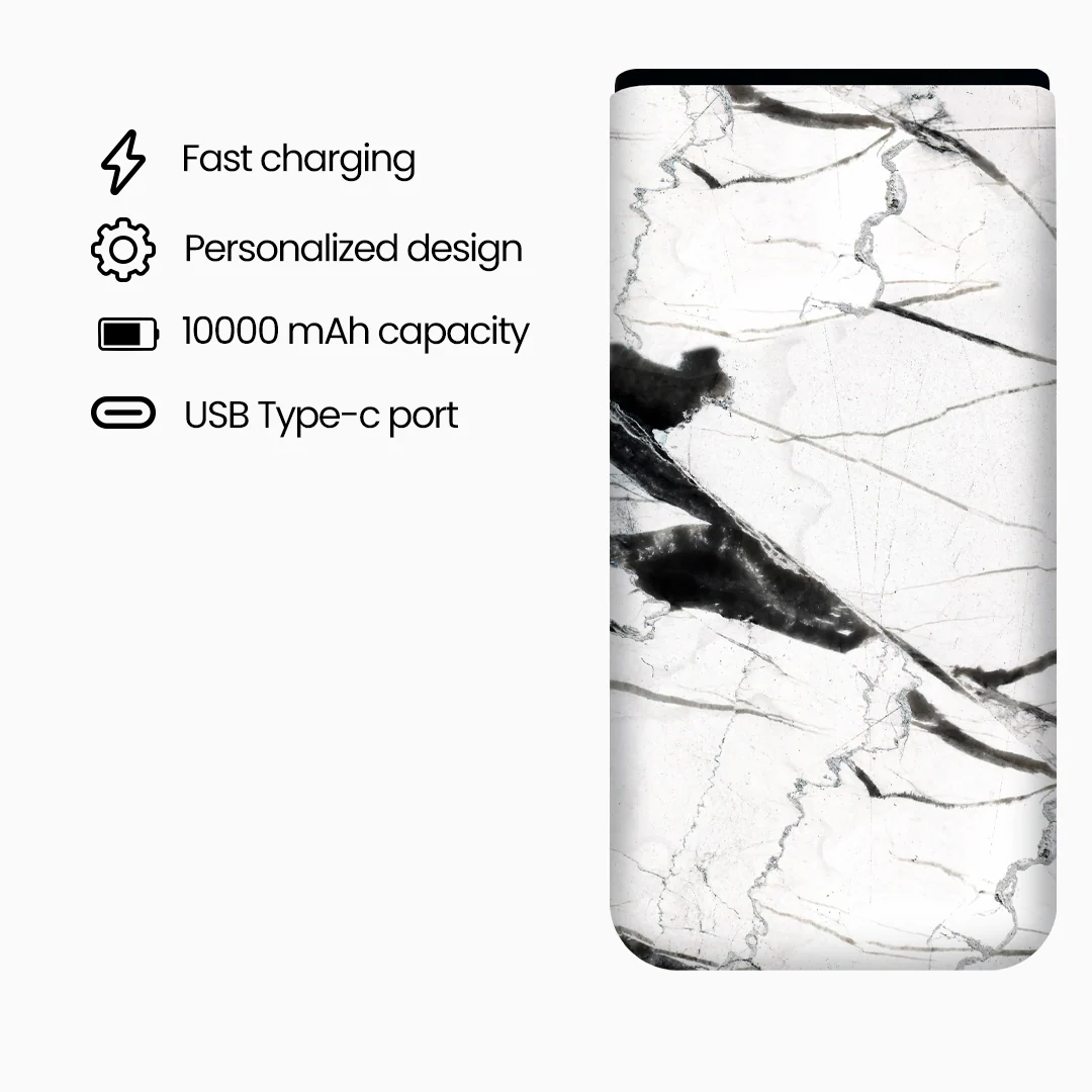 POWERBANK 10000 mah - WHITE MARBLE 2 - Image 3