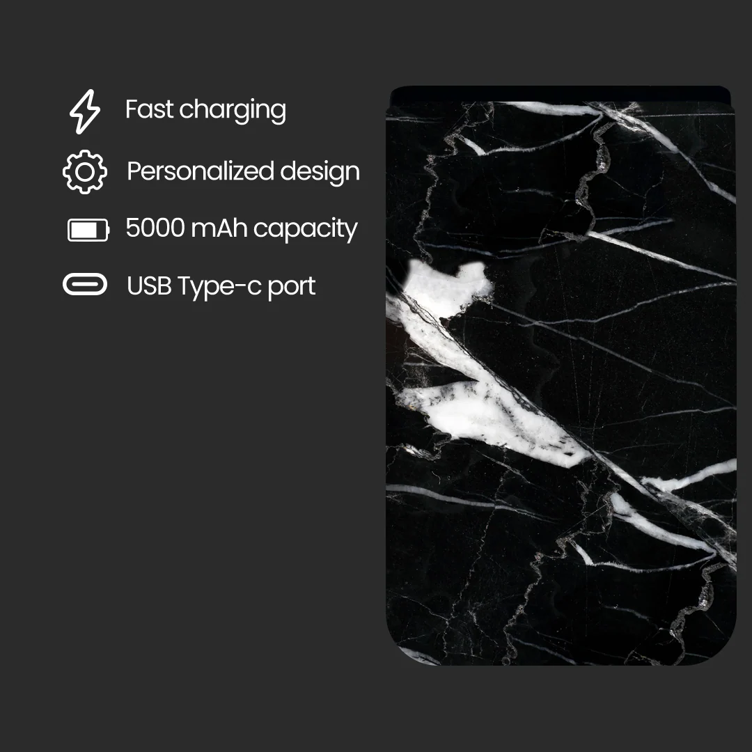 POWERBANK 5000 mah - BLACK MARBLE 2 - Image 3