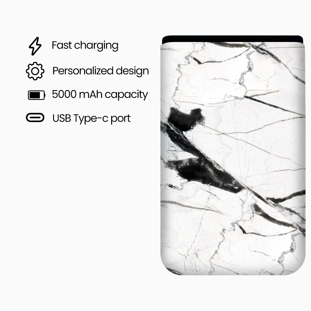 POWERBANK 5000 mah - WHITE MARBLE 2 - Image 3