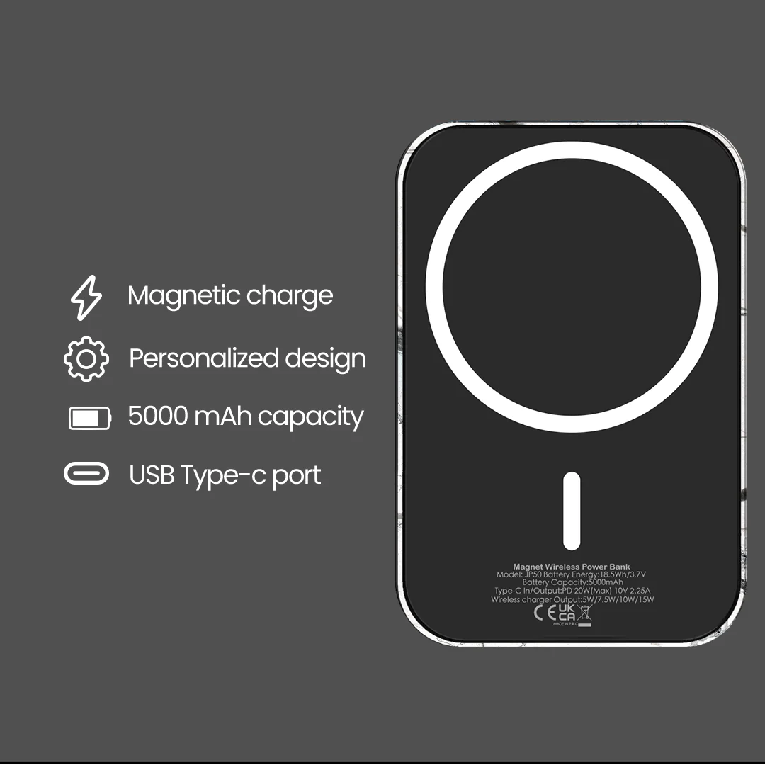 POWERBANK MAGSAFE - WHITE MARBLE - Image 3